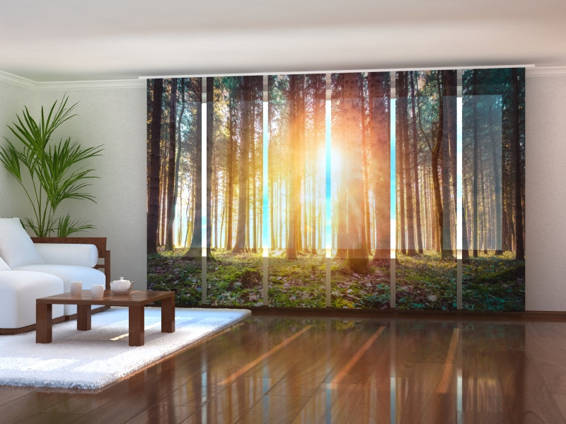 Set of 6 Panel Curtains Magical Sunset in the Woodland
