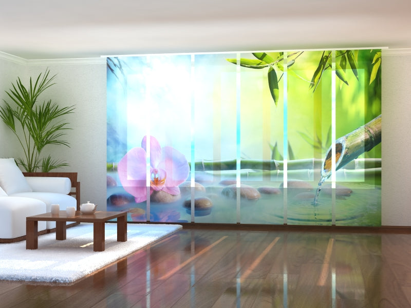 Set of 6 Panel Curtains Orchid In Japanese Fountain