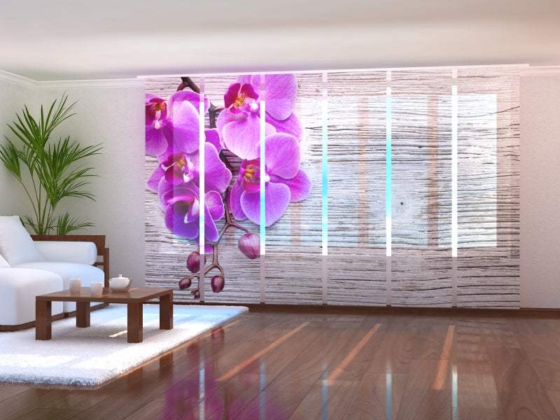 Set de 6 Paneles de Cortinas Orquídeas y Árbol 2