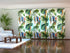 Set of 6 Panel Curtains Palm Leaf with Parrots