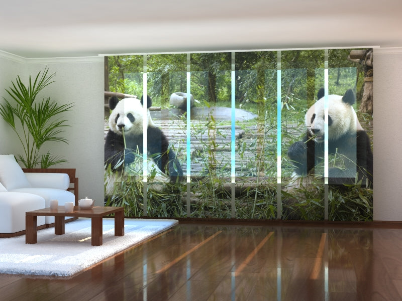 Set of 6 Panel Curtains Pandas