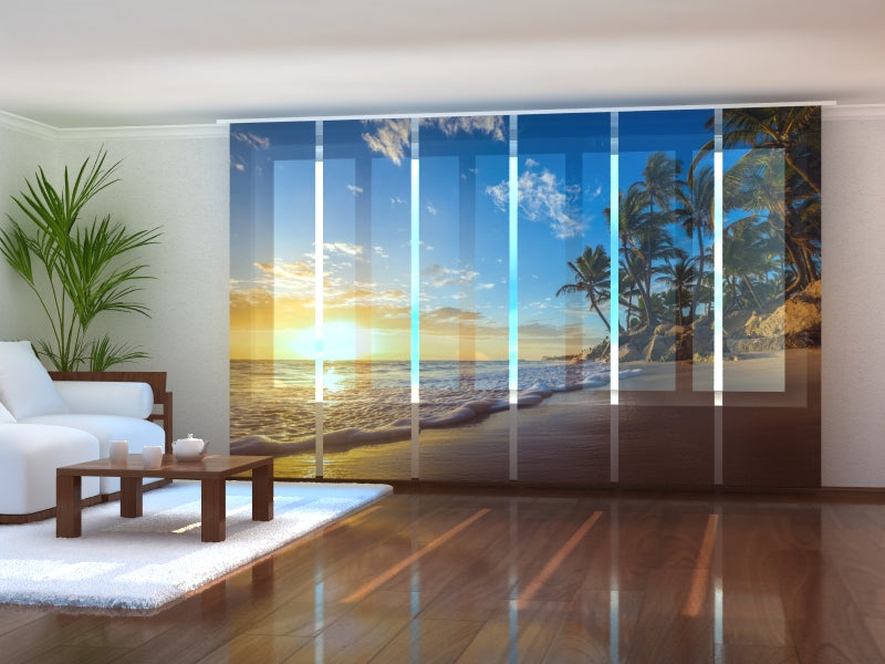 Set of 6 Panel Curtains Paradise Sunrise