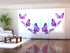 Set of 6 Panel Curtains Purple Batterfly