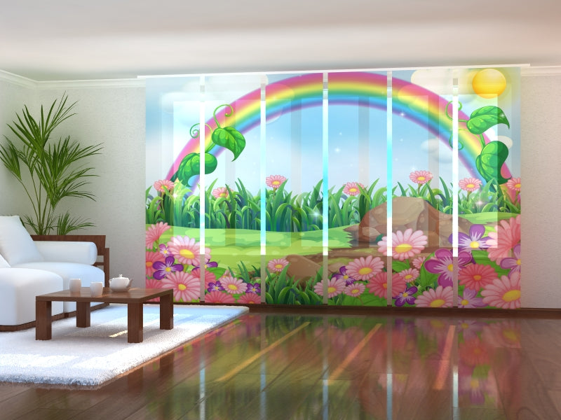 Set of 6 Panel Curtains Rainbow over the Glade