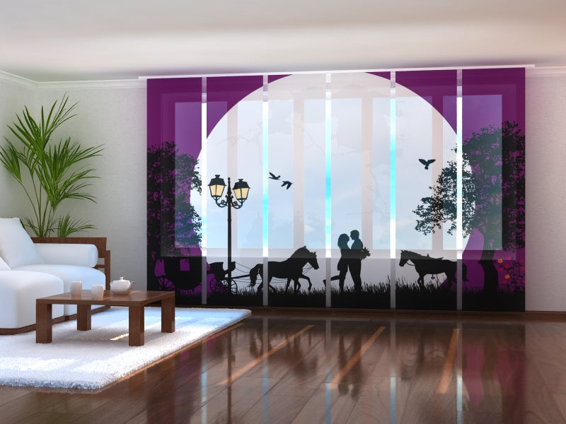 Set of 6 Panel Curtains Romantic Evening