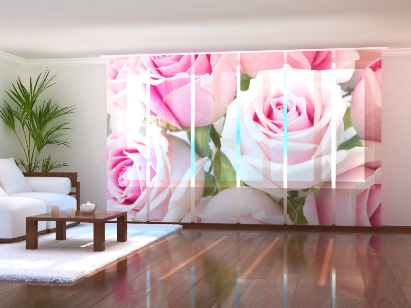 Ensemble de 6 Panneaux Rideaux Roses Royales