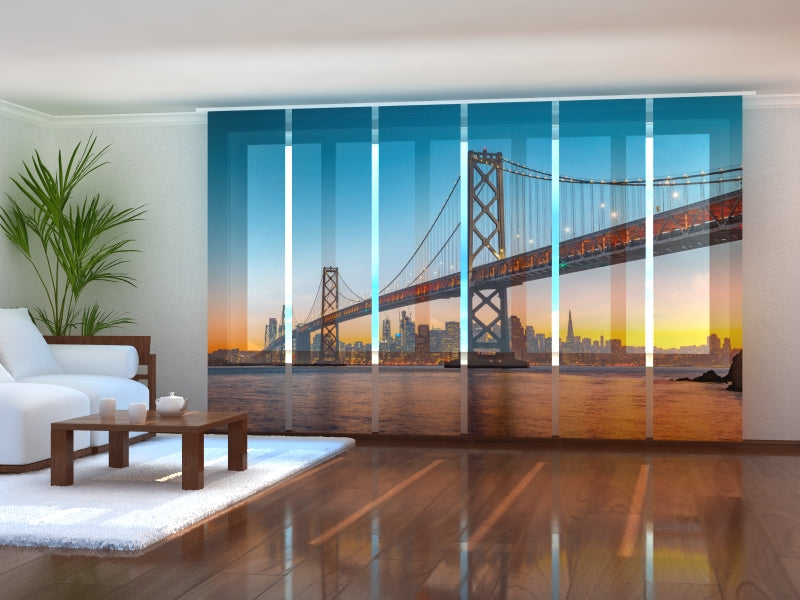 Set of 6 Panel Curtains San Francisco Skyline at Sunset