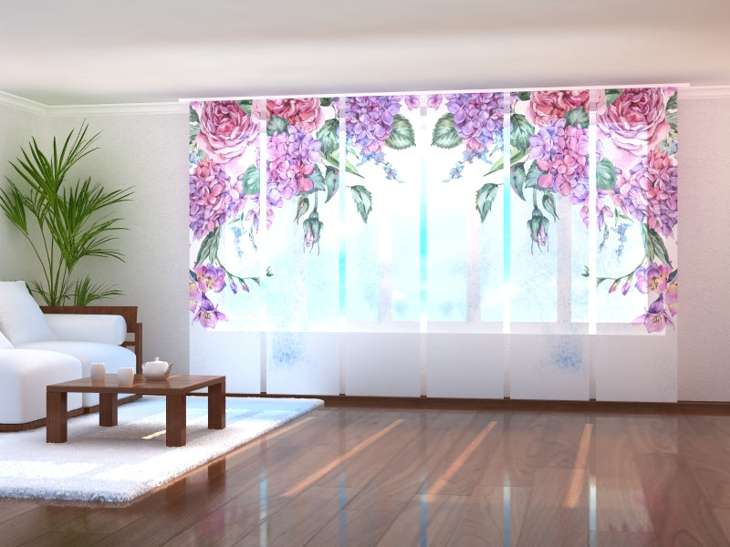 Set of 6 Panel Curtains Summer Watercolour