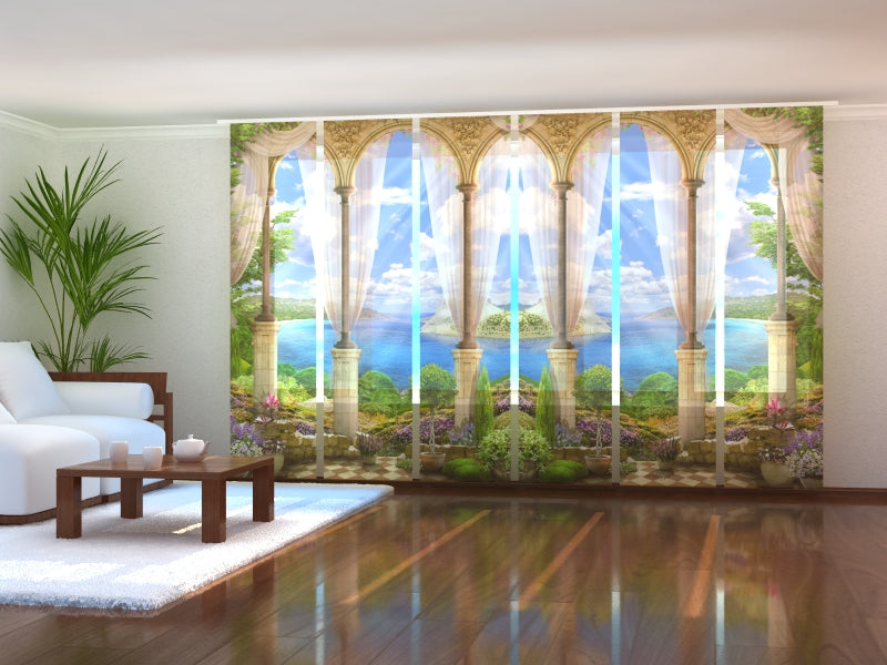 Set of 6 Panel Curtains Terrace in the Garden