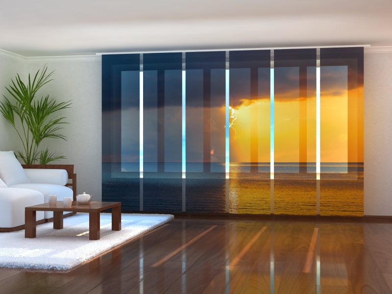 Set of 6 Panel Curtains Thunderstorm in the Maldives