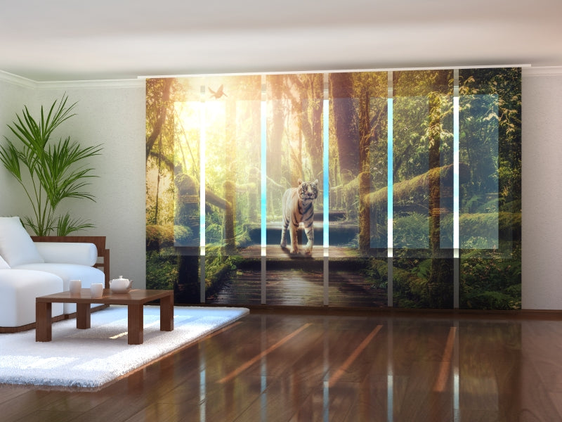 Set of 6 Panel Curtains Tiger in the Jungle