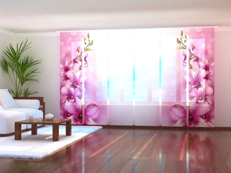 Lot de 6 panneaux rideaux vigne orchidée