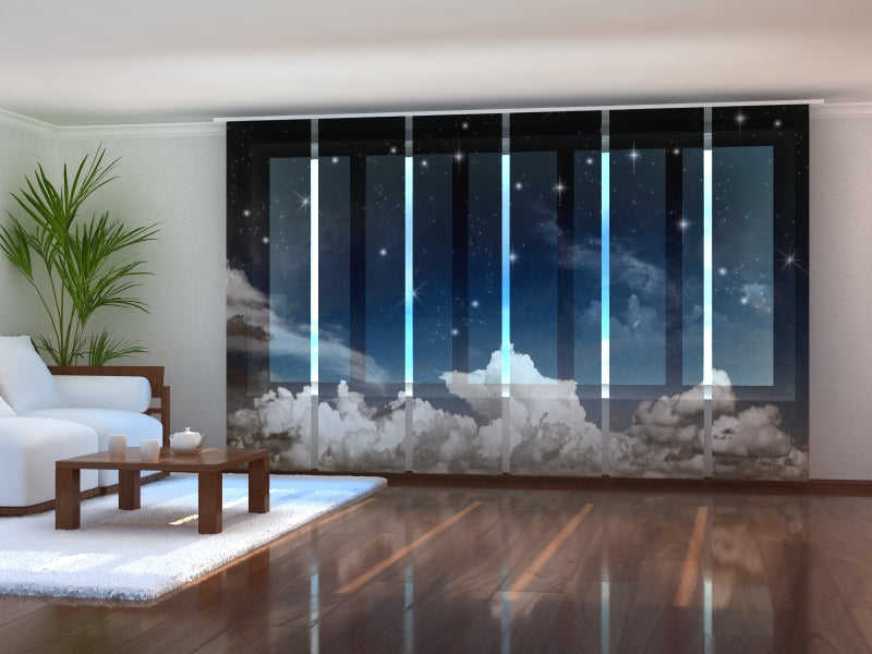 Set of 6 Panel Curtains Watercolour Fantasy Night Sky