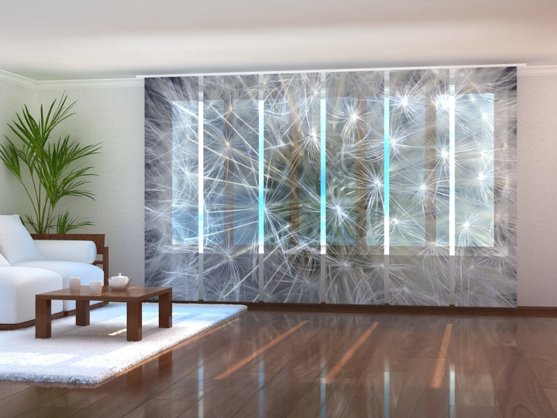 Juego de 6 paneles de cortinas White Fluffy Dandelion