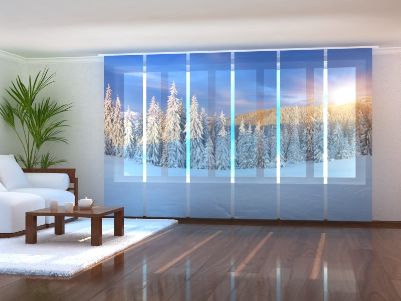 Set of 6 Panel Curtains Winter Sunrise