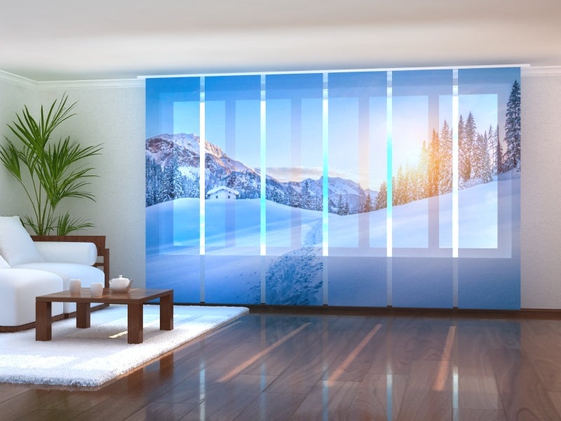 Juego de 6 paneles de cortinas Winter Wonderland in the Alps