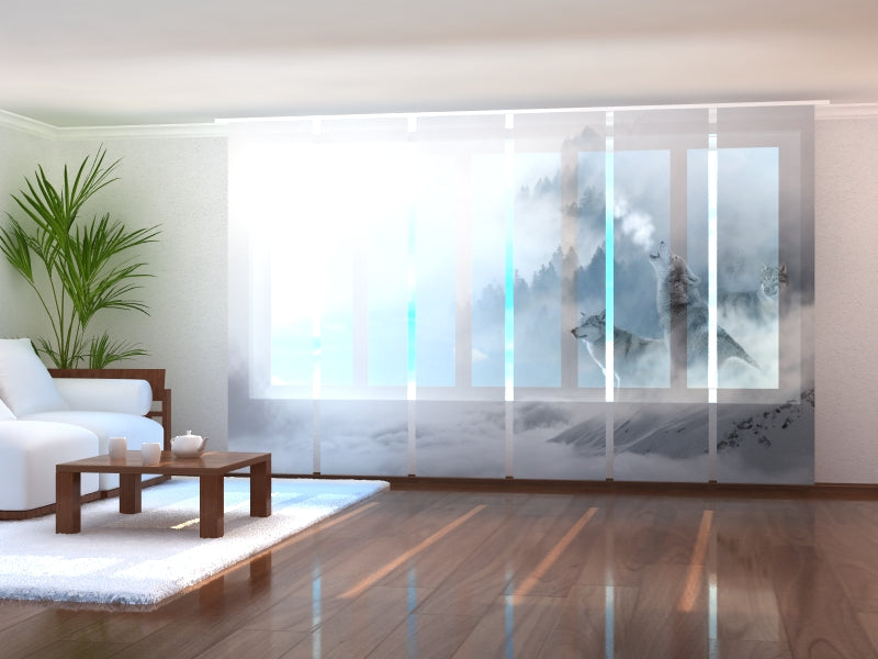 Juego de 6 Paneles de Cortina Lobos en Niebla