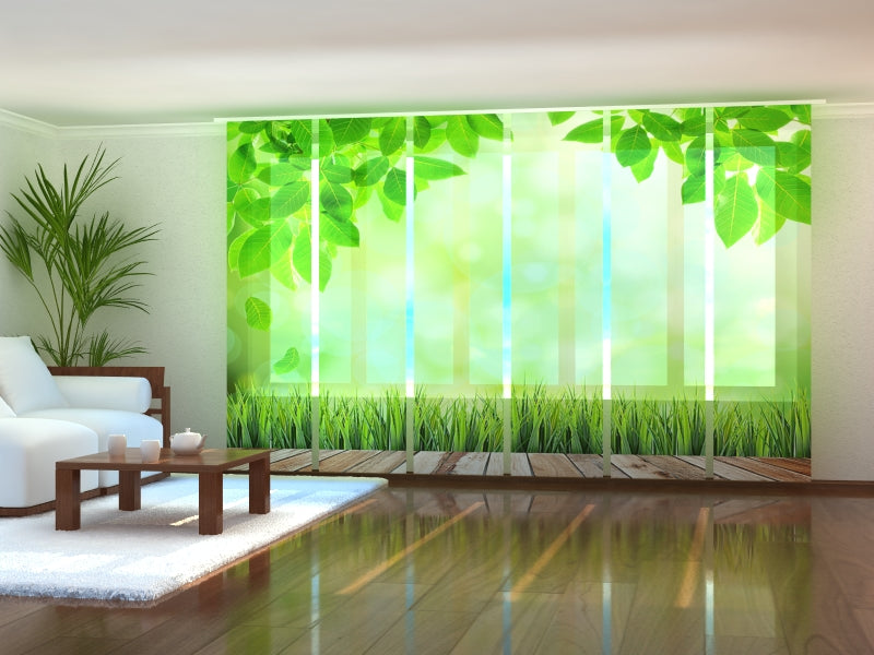 Set of 6 Panel Curtains Wooden Walkway to Nature