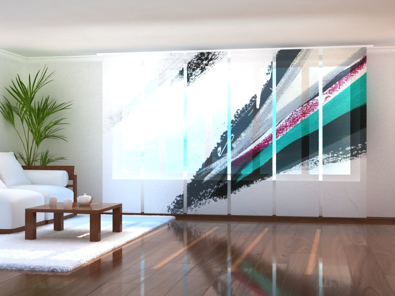 Panel Deslizante Cortina Dibujo Abstracto sobre Lienzo