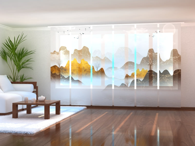 Rideau à panneaux coulissants montagnes de marbre abstraites