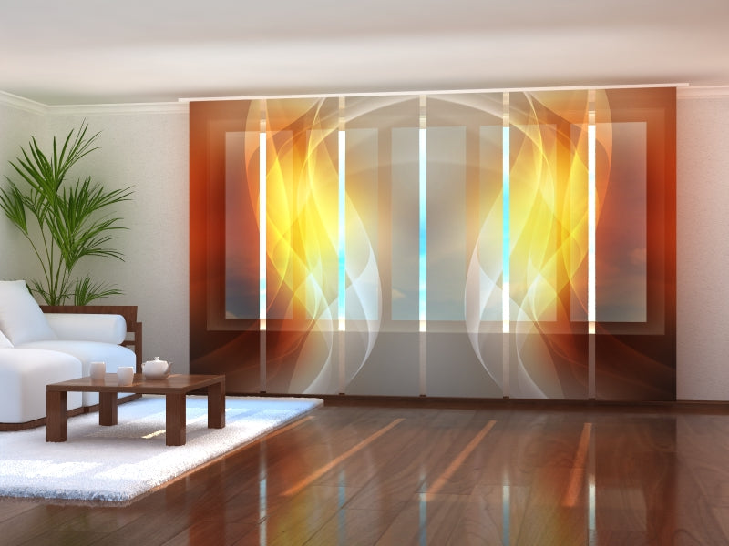 Rideau à Panneau Coulissant Abstract Orange Waves