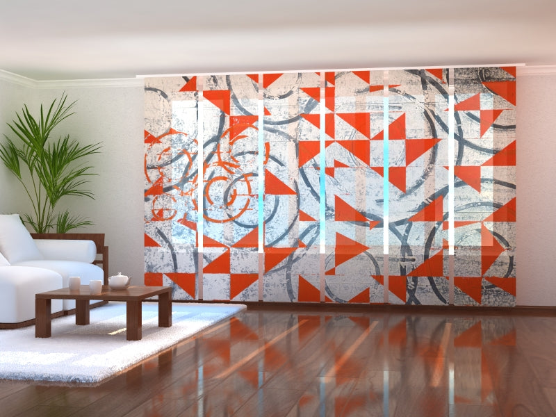 Rideau à panneaux coulissants Formes géométriques abstraites rouges et noires