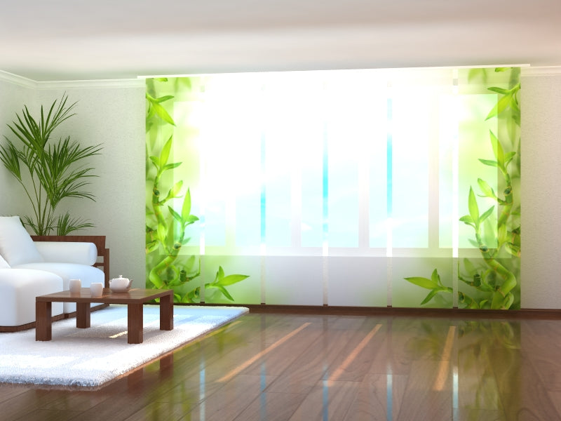 Sliding Panel Curtain Bamboo Green Leaves