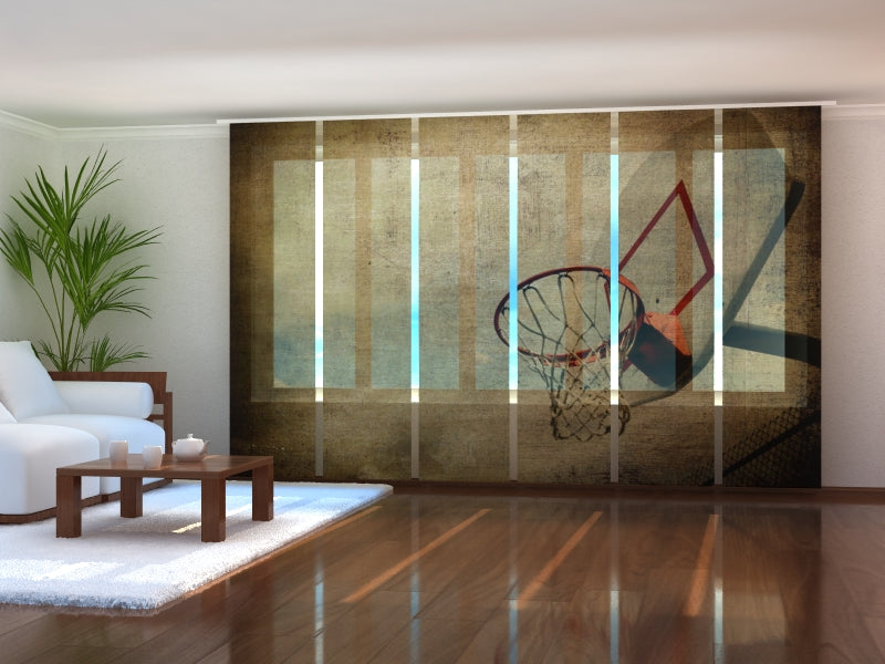 Sliding Panel Curtain Basketball Basket