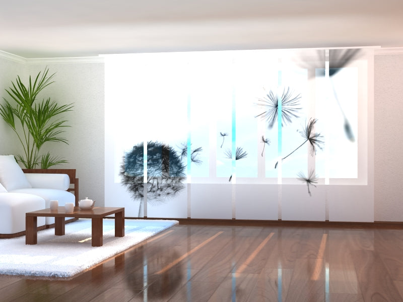 Rideau à Panneaux Coulissants Pissenlit Noir