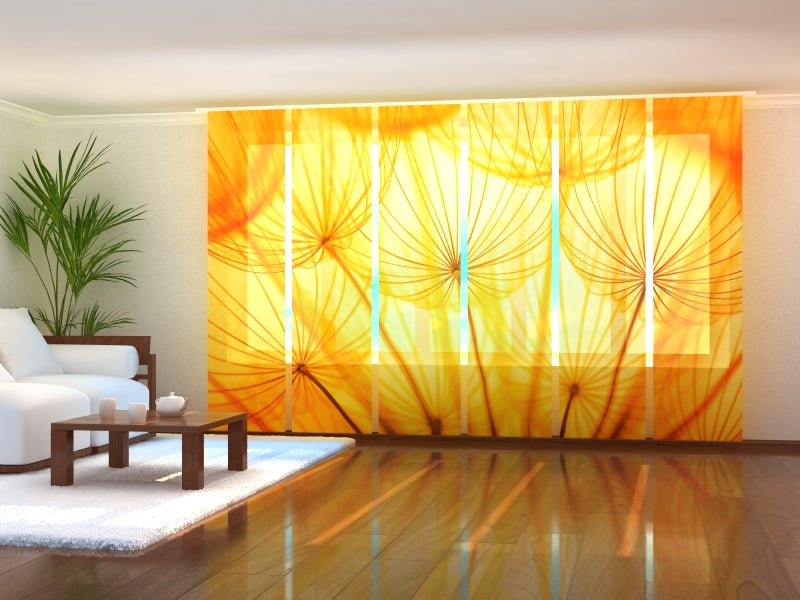 Set of 6 Panel Curtains Golden Dandelion