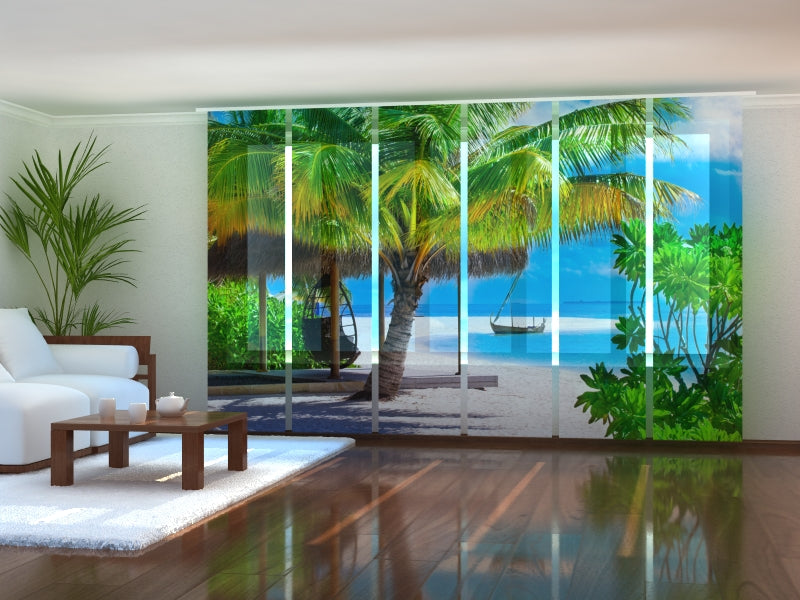 Set of 6 Panel Curtains Holiday Paradise