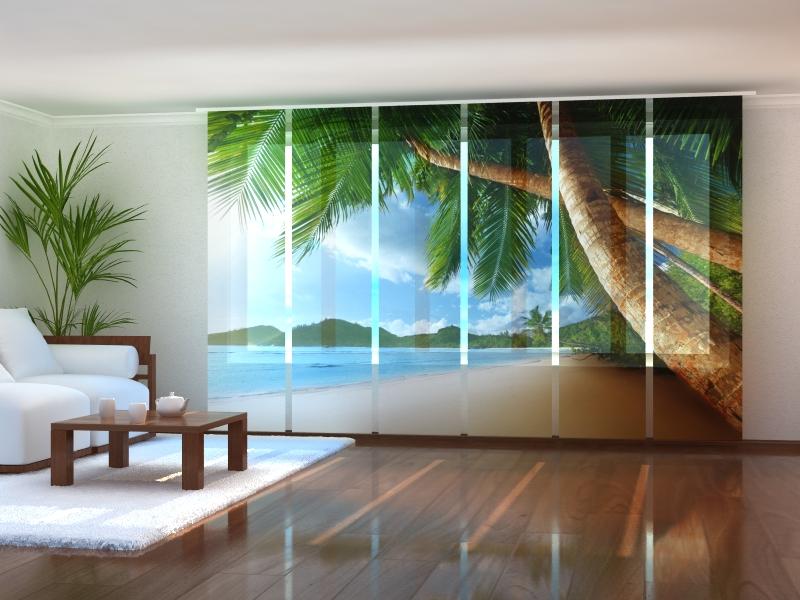 Set of 6 Panel Curtains Ocean and Palms - Wellmira
