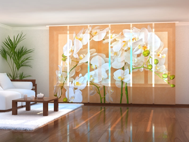 Lot de 6 Panneaux Rideaux Orchidées Asie