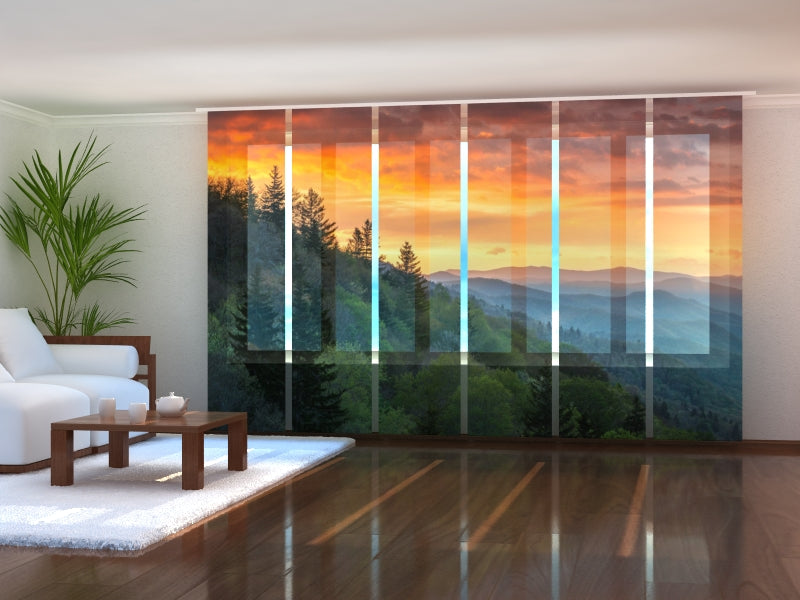 Sliding Panel Curtain Smoky Mountains Sunrise
