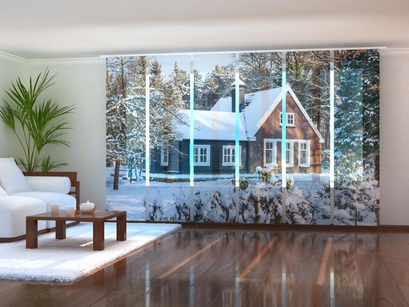 Set of 6 Panel Curtains Snow on the Roof - Wellmira