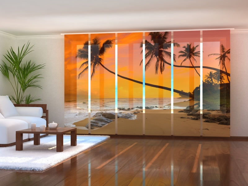 Set of 6 Panel Curtains Sunset in Sri Lanka