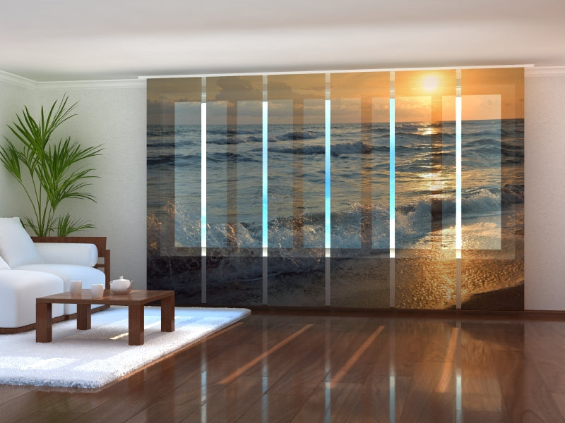 Set of 6 Panel Curtains Sunset on the Seashore