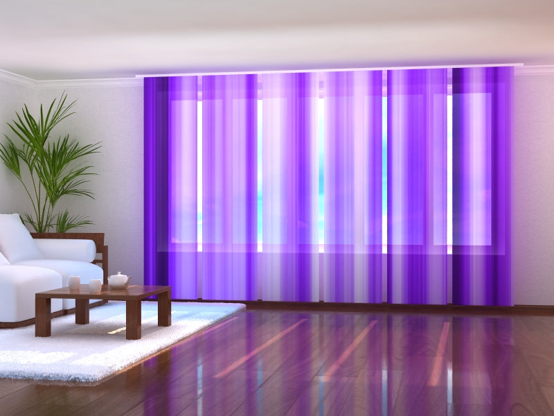 Set of 6 Panel Curtains Violet Lines