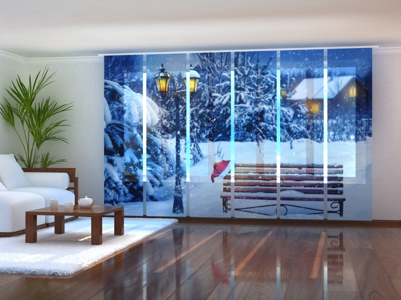 Sliding Panel Curtain Waiting for Christmas