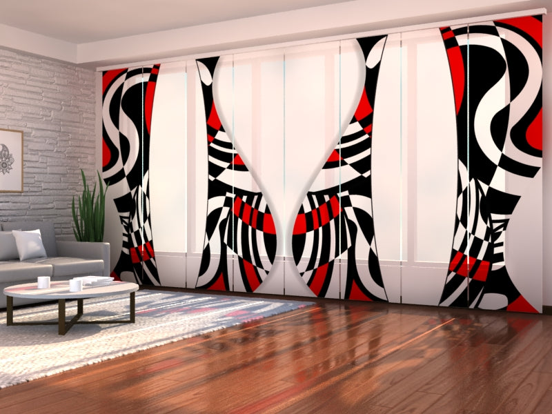 Set of 8 Panel Curtains Abstract Mosaic