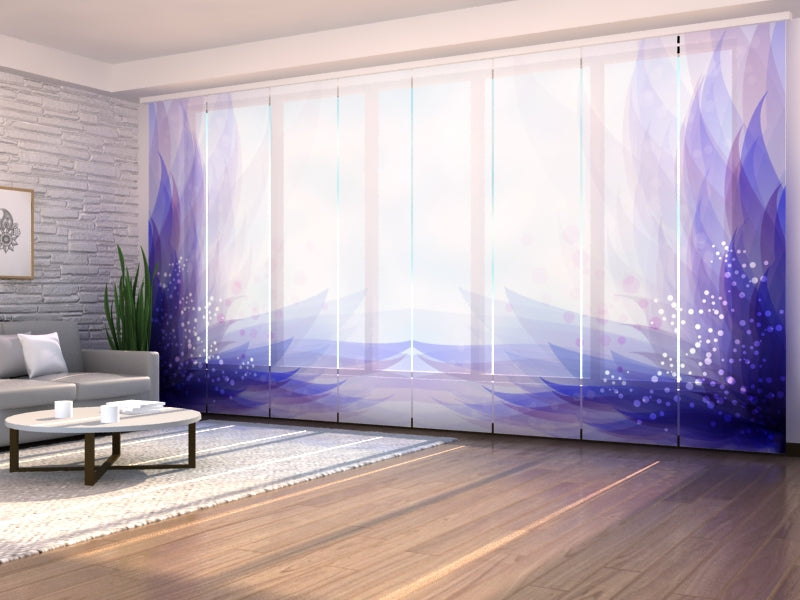 Sliding Panel Curtain Abstract Blue Flower