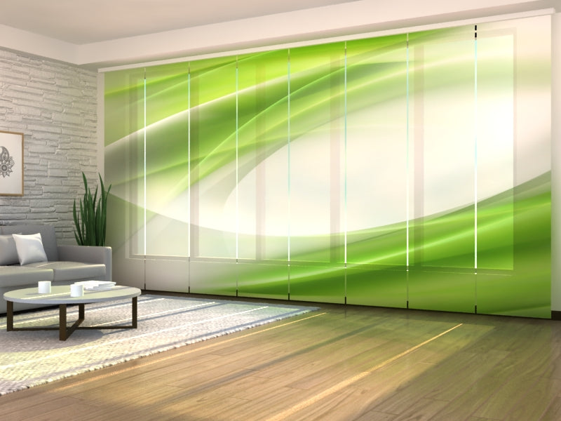 Set of 8 Panel Curtains Abstraction of Lime