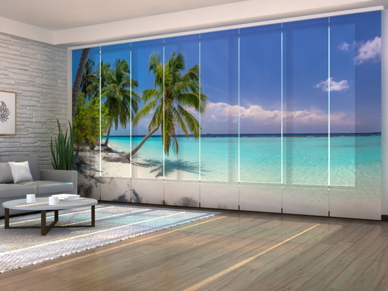 Set of 8 Panel Curtains Amazing Beach