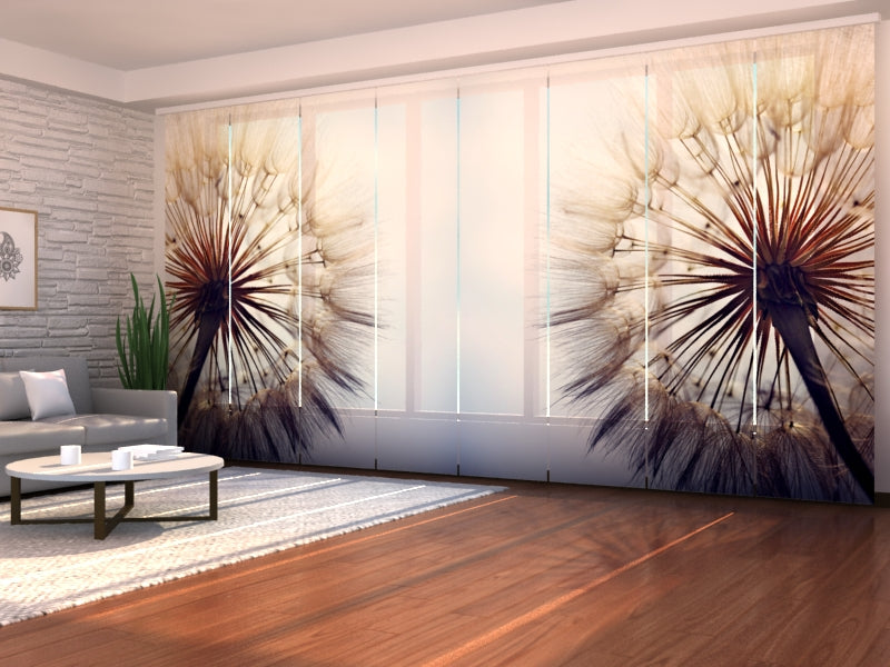 Set of 8 Panel Curtains Amazing Dandelion