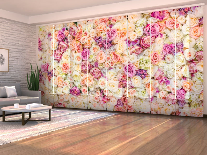 Set of 8 Panel Curtains Amazing Wall of Flowers