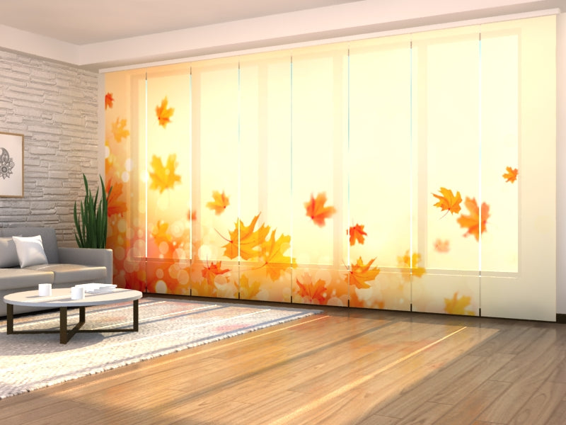 Set of 8 Panel Curtains Autumn Maple Leaves