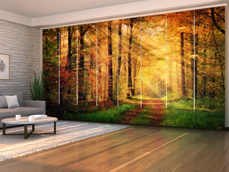 Lot de 8 panneaux voilages route d'automne