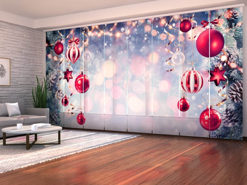 Juego de 8 paneles de cortinas con hermosos adornos navideños
