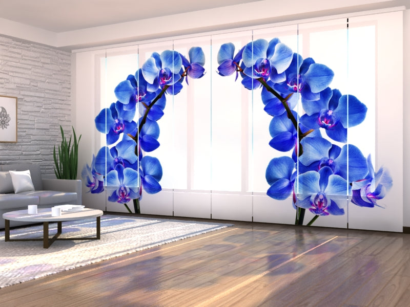 Set of 8 Panel Curtains Blue Orchid