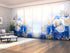 Set of 8 Panel Curtains Blue and White Bouquet